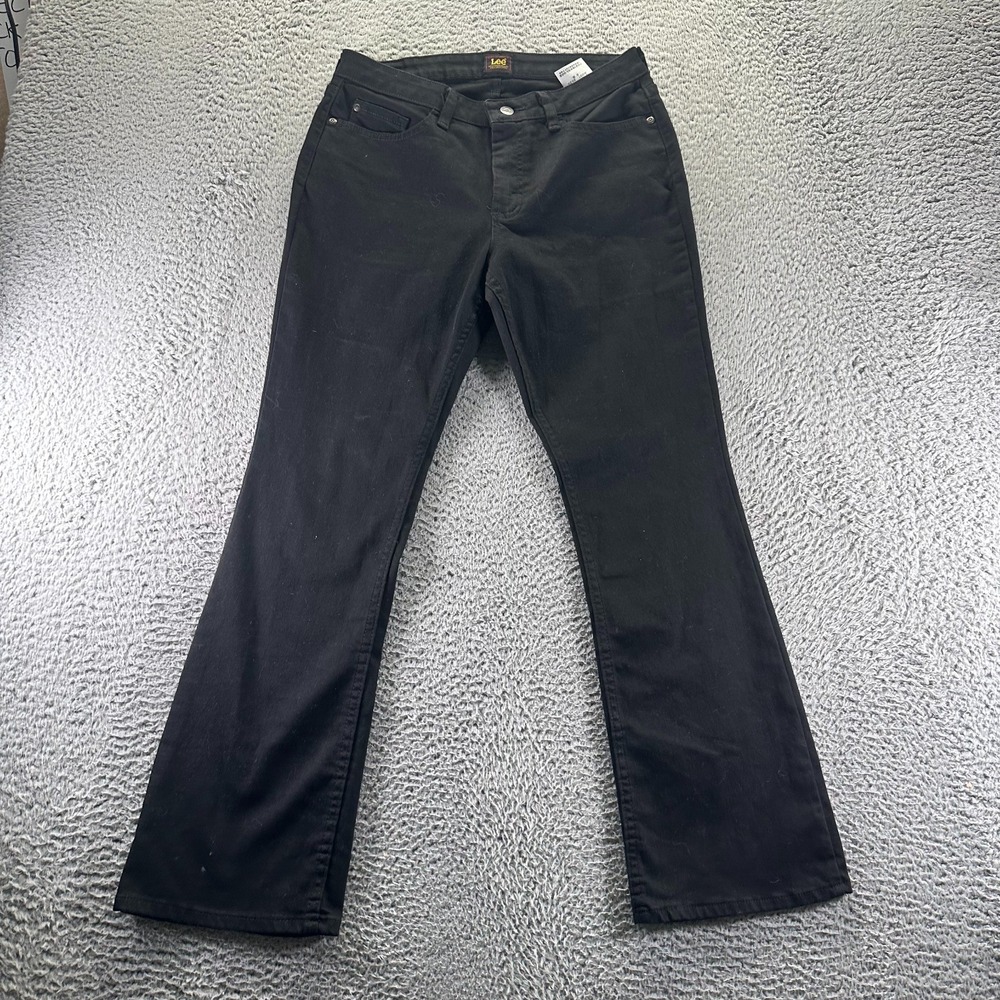 Lee Jeans Women 8 Black Cotton Denim Bootcut Leg Workwear Stretch Utility Travel